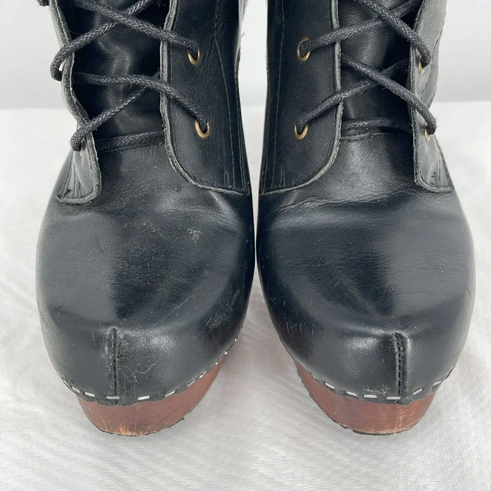 N.Y.L.A. Shonda Leather Platform Boot‎ Womens High Heel Strap Party Pump 7.5